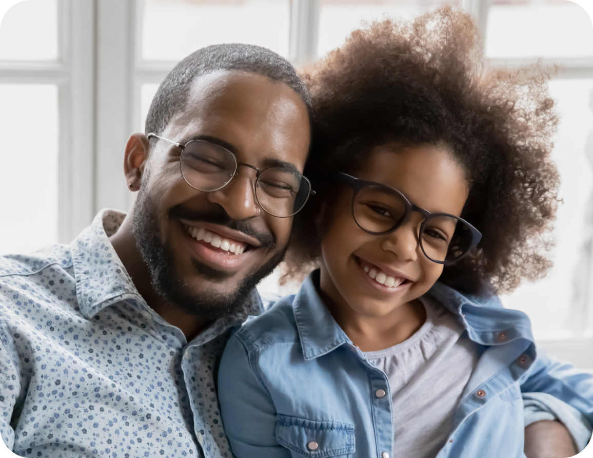 Dad and daughter with glasses